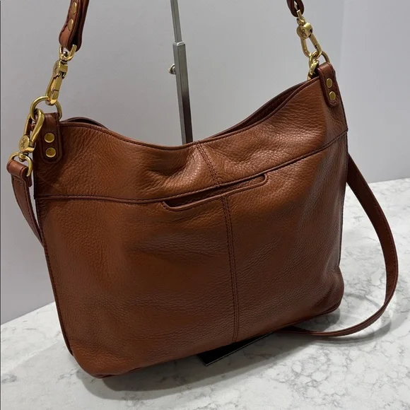 HOBO Pier Shoulder Bag purse in Brown Tan Pebbled Leather - Picture 9 of 12